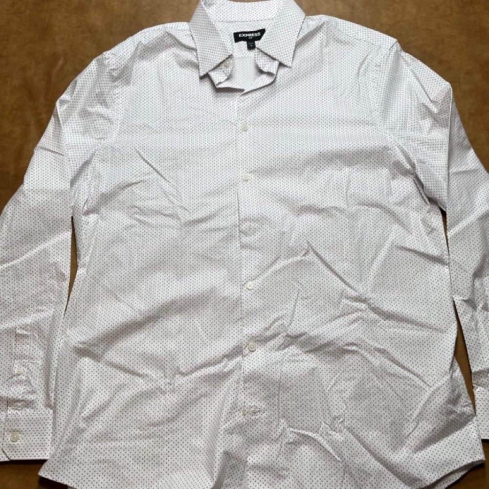 Express - White Patterned Button Up - Large - Picture 8 of 8